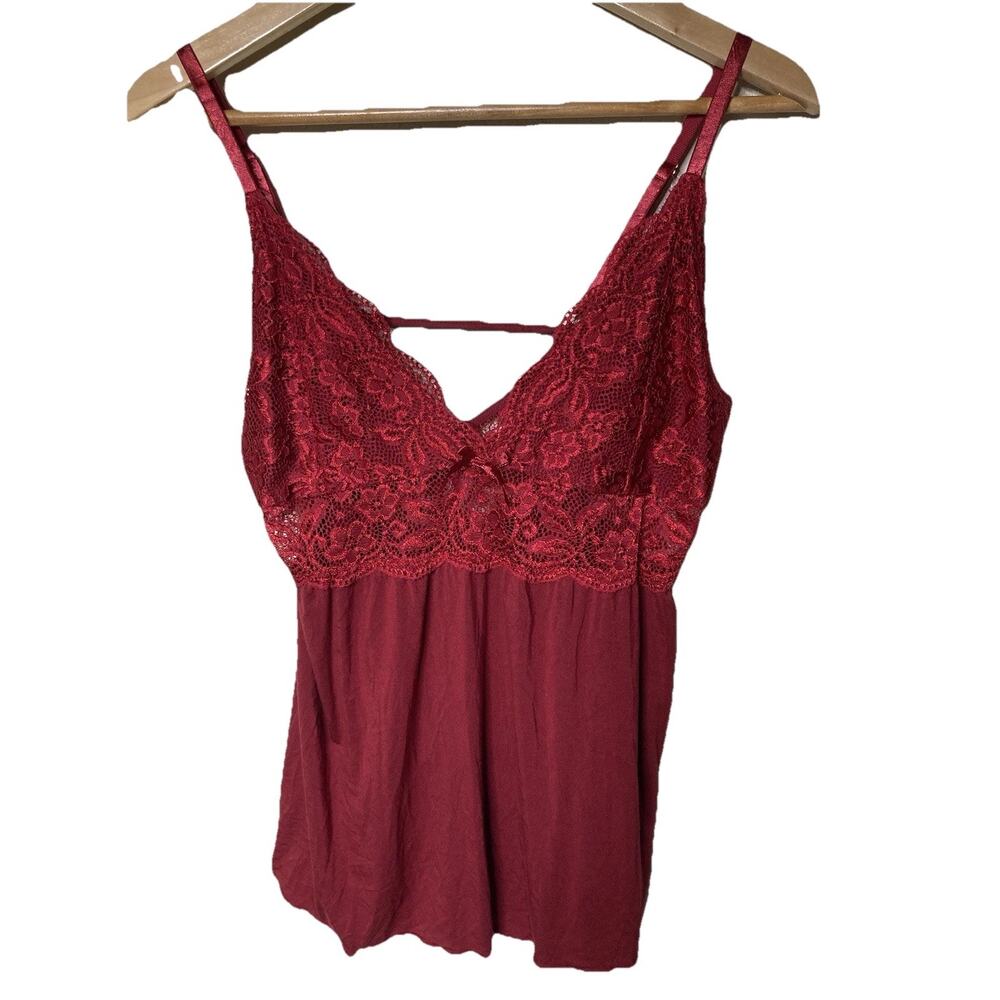 Y2K Babydoll Top XL Red Lace Lingerie Sexy Valentine Coquette